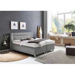 Boxspringbett, grau (feinstrukturstoff grau), Kaltschaum-Topper, Liegefläche B/L: 160cm x 200cm, H2, 7-Zonen-Kaltschaummatratze, Bezug Unterbox und Kopfteil: Feinstrukturstoff (77% Polyester, 23% Viskose), Bezug Obermatratze 100% Polyester, waschbar bis 60u00b0C, WESTFALIA SCHLAFKOMFORT, Komplettbetten, Boxspringbett, in diversen Ausführungen