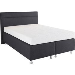 Boxspringbett, grau (strukturstoff anthrazit), ohne LED-Beleuchtung, Liegefläche B/L: 140cm x 200cm, H3, 7-Zonen-Kaltschaummatratze, Bezug Unterbox und Kopfteil: Strukturstoff (77% Polyester und 23% Viskose), Bezug Obermatratze 100% Polyester, waschbar bis 60u00b0C, WESTFALIA SCHLAFKOMFORT, Komplettbetten, Boxspringbett, wahlweise mit LED-Beleuchtung