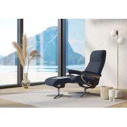 Relaxsessel STRESSLESS "View", blau (oxford blau paloma), B:82cm H:109cm T:81cm, Leder PALOMA: PALOMA ist ein durchgefärbtes Semianilin-Möbelleder mit natürlicher Narbung., Sessel, mit Cross Base, Größe S, M & L, Holzakzent Wenge