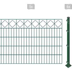 Doppelstabmattenzaun ARVOTEC "ESSENTIAL 100 zum Aufschrauben "Karo" mit Zierleiste", grün (dunkelgrün), H:100cm, Stahl, Kunststoff, Zaunelemente, Zaunhöhe 100 cm, Zaunlänge 2 - 60 m