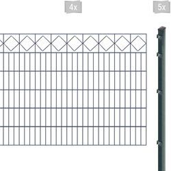 Doppelstabmattenzaun ARVOTEC "EXCLUSIVE 120 zum Einbetonieren "Karo" mit Zierleiste", grau (anthrazit), H:120cm, Stahl, Kunststoff, Zaunelemente, Zaunhöhe 120 cm, Zaunlänge 2 - 60 m