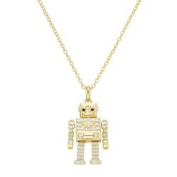 Kette mit Anhänger GIORGIO MARTELLO MILANO "Anhänger Roboter Zirkonia, Silber 925" Halsketten Gr. 45 cm, Silber 925 (Sterlingsilber), goldfarben (gold) Damen