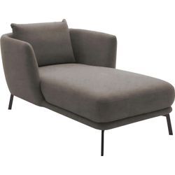 Chaiselongue "Pearl - 5 Jahre Hersteller-Garantie, auch in Bouclé", grau (stone), B:101cm H:71cm T:161cm, 100% Polyester, SCHÖNER WOHNEN-KOLLEKTION, Sofas, Maße (B/H/T): 101/71/161 cm, Füße aus Metall