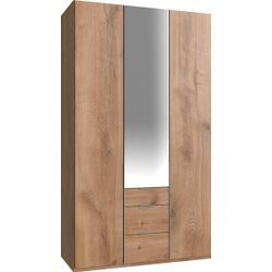 Kleiderschrank WIMEX "New York", braun (plankeneichefarben, spiegel), B:135cm H:236cm T:58cm, Schränke, mit Spiegeltür