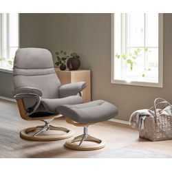 Relaxsessel STRESSLESS "Sunrise", grau (grau jasmine), B:83cm H:105cm T:74cm, Leder BATICK: BATICK ist ein leicht korrigiertes, durchgefärbtes und genarbtes Möbelleder, bei dem die meisten Unebenheiten und Spuren in der Regel entfernt wurden., Leder PALOMA: PALOMA ist ein durchgefärbtes Semianilin-Möbelleder mit natürlicher Narbung., ROHLEDER Stoff Q2 FARON: Ein fester zuverlässiger Bouclu00e9 mit