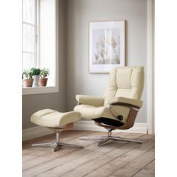 Relaxsessel STRESSLESS "Mayfair" Sessel Gr. Leder PALOMA, Cross Base Eiche, Relaxfunktion-Drehfunktion-Plus™System-Gleitsystem-BalanceAdapt™, B/H/T: 79cm x 102cm x 73cm, beige (vanilla paloma) mit Cross Base, Größe S, M & L, Holzakzent Eiche