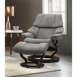 Relaxsessel STRESSLESS "Reno", grau (grau q2 faron), B:79cm H:98cm T:75cm, Leder BATICK: BATICK ist ein leicht korrigiertes, durchgefärbtes und genarbtes Möbelleder, bei dem die meisten Unebenheiten und Spuren in der Regel entfernt wurden., Leder PALOMA: PALOMA ist ein durchgefärbtes Semianilin-Möbelleder mit natürlicher Narbung., ROHLEDER Stoff Q2 FARON: Ein fester zuverlässiger Bouclu00e9 mit ei