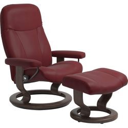 Relaxsessel STRESSLESS "Garda", rot (bordeaux batick), B:76cm H:100cm T:71cm, Leder PALOMA: durchgefärbtes Semianilin-Möbelleder, ROHLEDER Stoff Q2 FARON (100% Polyester im Flor, Grundgewebe: 50% Polyester, 50% Polyacryl), Sessel, mit Classic Base, Größe M, Gestell Wenge