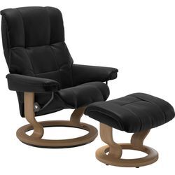 Relaxsessel STRESSLESS "Mayfair" Sessel Gr. Leder BATICK, Classic Base Eiche, Relaxfunktion-Drehfunktion-Plus™System-Gleitsystem, B/H/T: 88cm x 102cm x 77cm, schwarz (schwarz batick) mit Hocker, Classic Base, Größe S, M & L, Gestell Eiche