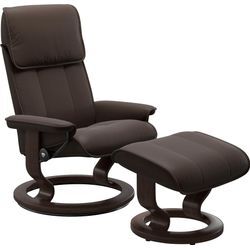 Relaxsessel STRESSLESS "Admiral", braun (braun batick), B:78cm H:98cm T:73cm, Leder BATICK: BATICK ist ein leicht korrigiertes, durchgefärbtes und genarbtes Möbelleder, bei dem die meisten Unebenheiten und Spuren in der Regel entfernt wurden., Sessel, mit Classic Base, Größe M & L, Gestell Wenge