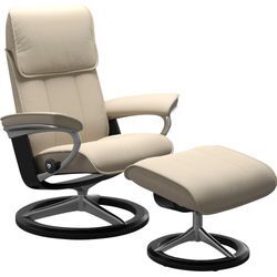 Relaxsessel STRESSLESS "Admiral", beige (cream batick), B:84cm H:100cm T:73cm, Leder BATICK: BATICK ist ein leicht korrigiertes, durchgefärbtes und genarbtes Möbelleder, bei dem die meisten Unebenheiten und Spuren in der Regel entfernt wurden., Sessel, mit Signature Base, Größe M & L, Gestell Schwarz