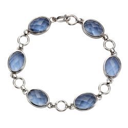 Armband JAMELLI "925 Silber rhodiniert Quarz blau (beh.)" Armbänder Gr. 20,5cm, Silber 925 (Sterlingsilber), silberfarben (silbergrau, blau) Damen