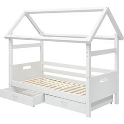 Hausbett THUKA "Nordic Kinderbett, Spielbett, Daybett", weiß, B:99cm H:183,6cm L:210cm, Betten, Kinderbett, bester Qualität, Haus Gestell, umbaubar in Einzelbett