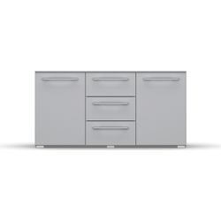 Kommode RAUCH "Skat Pure", grau (seidengrau), B:120cm H:61cm T:42cm, Holzwerkstoff, Sideboards, mit 1 Tür und 4 Schubladen in puristischem Design