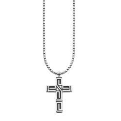 Kette mit Anhänger CAÏ "925/- Sterling Silber rhodiniert Kreuz" Halsketten Gr. 60cm, Silber 925 (Sterlingsilber), L: 60cm B: 18.5mm, silberfarben (silbergrau) Herren