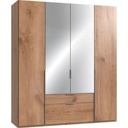 Kleiderschrank WIMEX "New York", braun (plankeneichefarben, spiegel), B:180cm H:208cm T:58cm, Schränke, mit Spiegeltür