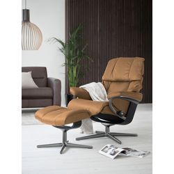 Relaxsessel STRESSLESS "Reno", braun (taupe paloma), B:83cm H:100cm T:76cm, Leder PALOMA: PALOMA ist ein durchgefärbtes Semianilin-Möbelleder mit natürlicher Narbung., Sessel, mit Cross Base, Größe S, M & L, Holzakzent Schwarz