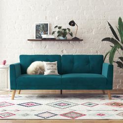 3-Sitzer COSMOLIVING BY COSMOPOLITAN "Gloria", blau (petrol), B:192cm H:82cm T:80cm, 100% Polyester, Sofas, Mit Knopfsteppung