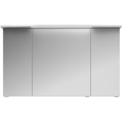 Badezimmerspiegelschrank SAPHIR "Serie 4010 Badezimmer-Spiegelschrank inkl. LED-Beleuchtung im Kranz", weiß (weiß glanz), B:122cm H:71,9cm T:26,5cm, Spanplatte, Schränke, Badschrank 122 cm breit, 3 Türen, 6 Glas-Einlegeböden, inkl Türdämpfer