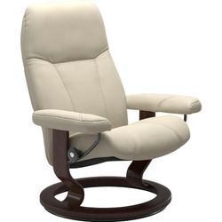 Relaxsessel STRESSLESS "Consul" Sessel Gr. Leder BATICK, Classic Base Braun, Plus™System-Gleitsystem-Relaxfunktion-Drehfunktion-Kopfstützenverstellung-Rückteilverstellung, B/H/T: 72 cm x 94 cm x 70 cm, beige (cream batick) mit Classic Base, Größe S, Gestell Braun