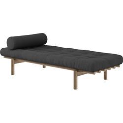 Daybed KARUP DESIGN "Next", grau (holzkohle, carob braun lackiert kieferholz), B:200cm H:37cm L:200cm, Daybetten, aus massiven Kiefernholz, inkl. Futonmatratze