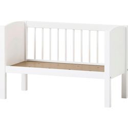 Stubenbett HOPPEKIDS, weiß (weiß ohne nest ohne matratze), B:86cm H:62,5cm T:47cm, Holz teilmassiv, Babybetten, umbaubar zu Sitzbank, wahlweise mit Matratze & Zubehör