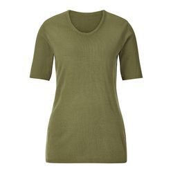 Strickpullover CLASSIC "Twinset", Damen, Gr. 44, grün (khaki), 100% Polyacryl, unifarben, figurumspielend, Langarm, Pullover Twinset