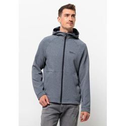 Kapuzenfleecejacke JACK WOLFSKIN "FERNWEH HOODED JKT M" Gr. L (52), blau (night, blau), Herren, OBERSTOFF: 97% POLYESTER, 3% ELASTHAN; Futter: 100% POLYESTER, Jacken