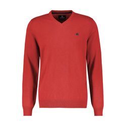 Strickpullover LERROS "LERROS V-Neck Pullover mit Kaschmiranteil" Gr. S, grau (lava red) Herren Pullover