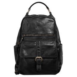 Laptoprucksack X-ZONE Gr. B/H/T: 37cm x 28cm x 13cm, schwarz, Rindsleder, Leder, Retro, Rucksäcke, echt Leder, Made in Italy