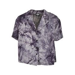URBAN CLASSICS Klassische Bluse Urban Classics Damen Ladies Viscose Tie Dye Resort Shirt, grau