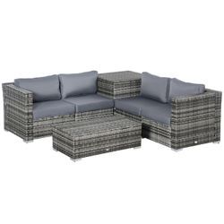 6 tlg. Polyrattan Gartenmöbel Set Sitzgarnitur mit Kissen Sitzgruppe Gartenset Sofagarnitur Lounge T