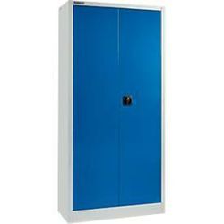 Schäfer Shop Pure Stahlschrank, Stahl, abschließbar, T 400 x H 1935 x B 950 mm, 5 OH, lichtgrau/enzianblau