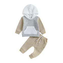 Little Fashionistas Kleinkind Baby Jungen Kleidung Herbst Winter Outfits Farbblock Hoodie Sweatshirt Tops Jogger Hosen Set