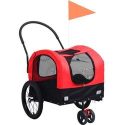 2-in-1 Fahrradanhänger für Hunde und Buggy Rot und Schwarz Vidaxl