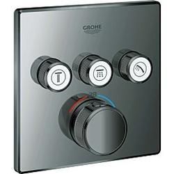 Grohe Grohtherm Smartcontrol Fertigmontageset 29126A00 hard graphite, eckig, UP-Thermostat, 3 Absperrventile