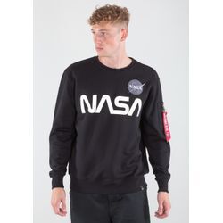 Sweater ALPHA INDUSTRIES "Alpha Industries Men - Sweatshirts NASA Reflective Sweater" Gr. M, schwarz (black) Herren Sweatshirts