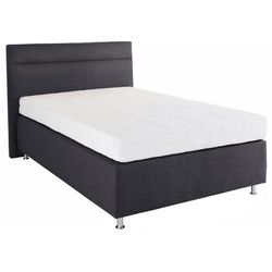 Boxspringbett WESTFALIA SCHLAFKOMFORT, grau (strukturstoff anthrazit), ohne LED-Beleuchtung, Liegefläche B/L: 120cm x 200cm, Gewicht H3, Bonnell-Federkernmatratze, Bezug Unterbox und Kopfteil: Strukturstoff (77% Polyester und 23% Viskose), Bezug Obermatratze 100% Polyester, waschbar bis 60u00b0C, Komplettbetten, Boxspringbett, wahlweise mit LED-Beleuchtung