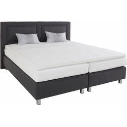 Boxspringbett, grau (anthrazit), Strukturstoff, Liegefläche B/L: 180cm x 200cm, H2, 7-Zonen-Kaltschaummatratze, Bezug Topper 100% Polyester, waschbar bis 60u00b0C, Bezug Unterbox und Kopfteil: Strukturstoff (77% Polyester und 23% Viskose), Zierkissen: gefüllt mit Hohlfaser-Polyesterwatte (100% Polyester), Bezug aus 100% Polyester, Bezug Obermatratze 100% Polyester, waschbar bis 60u00b0C, WESTFALIA