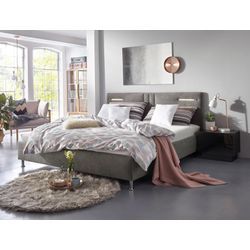 Polsterbett "Elba", beige (dunkelbeige), B:210cm L:210cm, Bezug Bett: Microfaser (100% Polyester) oder Strukturstoff (77% Polyester, 23% Viskose), Bonnell-Federkernmatratze: 51% Polypropylen, 39% Polyester und 10% Baumwolle, Kaltschaummatratze: 100% Polyester, Bezug abnehm- und waschbar bis 60u00b0C, WESTFALIA SCHLAFKOMFORT, Betten, wahlweise mit LED-Beleuchtung