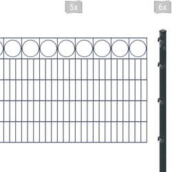 Doppelstabmattenzaun ARVOTEC "ESSENTIAL 100 zum Einbetonieren "Ring" mit Zierleiste", grau (anthrazit), H:100cm, Stahl, Kunststoff, Zaunelemente, Zaunhöhe 100 cm, Zaunlänge 2 - 60 m