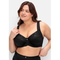 Minimizer-BH mit floraler Spitze und tonigen Streifen, schwarz, Gr.95E