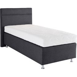 Boxspringbett WESTFALIA SCHLAFKOMFORT, grau (strukturstoff anthrazit), ohne LED-Beleuchtung, Liegefläche B/L: 90cm x 200cm, H2, 7-Zonen-Kaltschaummatratze, Bezug Unterbox und Kopfteil: Strukturstoff (77% Polyester und 23% Viskose), Bezug Obermatratze 100% Polyester, waschbar bis 60u00b0C, Komplettbetten, Boxspringbett, wahlweise mit LED-Beleuchtung