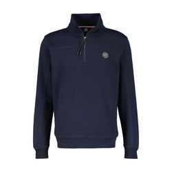 Sweatshirt LERROS "LERROS Sweat-Troyer mit dezentem Nadel-Steppmuster" Gr. L, blau (classic navy) Herren Sweatshirts