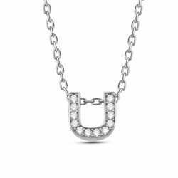 Kette mit Anhänger DKENIZ "Buchstabe U 925/- Sterling Silber", weiß, Halsketten, Damen, 40cm + 3cm, Silber 925 (Sterlingsilber), L: 43cm B: 6.5mm, glänzend, B:6.5mm