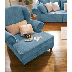 XXL-Sessel HOME AFFAIRE "King Henry, Sessel, Ohrensessel, Relaxsessel", blau (petrol), B:121cm H:111cm T:107cm, Luxus-Microfaser (100% Polyester), Samtcord u00bbRibbonu00ab (88% Polyester 12% Polyacryl), Sessel, mit Federkern, in legerer Polsterung und losen Kissen