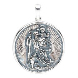 Runder Anhänger JOBO "Schutzpatron Christopherus", silber (silber 925), Schmuckanhänger, Damen, Silber 925 (Sterlingsilber), rund 925 Silber