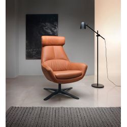 Drehsessel BETYPE "Be Organic High Back, Loungesessel, Hochlehnsessel", braun (cognac), B:81cm H:92cm T:83cm, 100% Echtleder, Sessel, in elegantem Design mit Drehfunktion