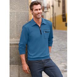 Poloshirt CATAMARAN "Langarm-Poloshirt", Herren, Gr. 44/46, blau (jeansblau), 100% Baumwolle, unifarben, ohne Ausschnitt, Langarm, Shirts