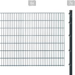 Doppelstabmattenzaun ARVOTEC "ESSENTIAL 143 zum Einbetonieren", grau (anthrazit), H:143cm, Stahl, Kunststoff, Zaunelemente, Zaunhöhe 143 cm, Zaunlänge 2 - 60 m